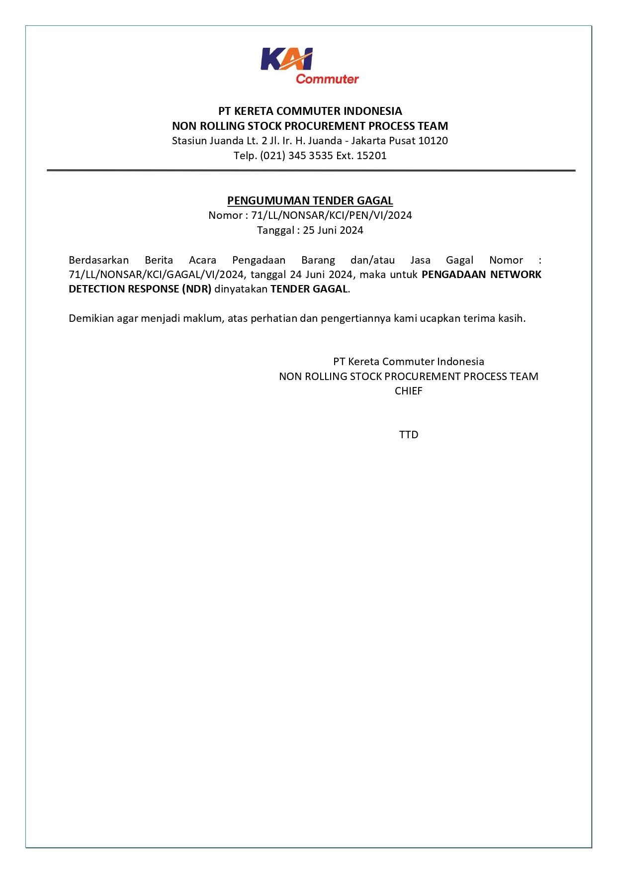 11 pengumuman tender gagal 71 pengadaan network detection response ndr page 0001